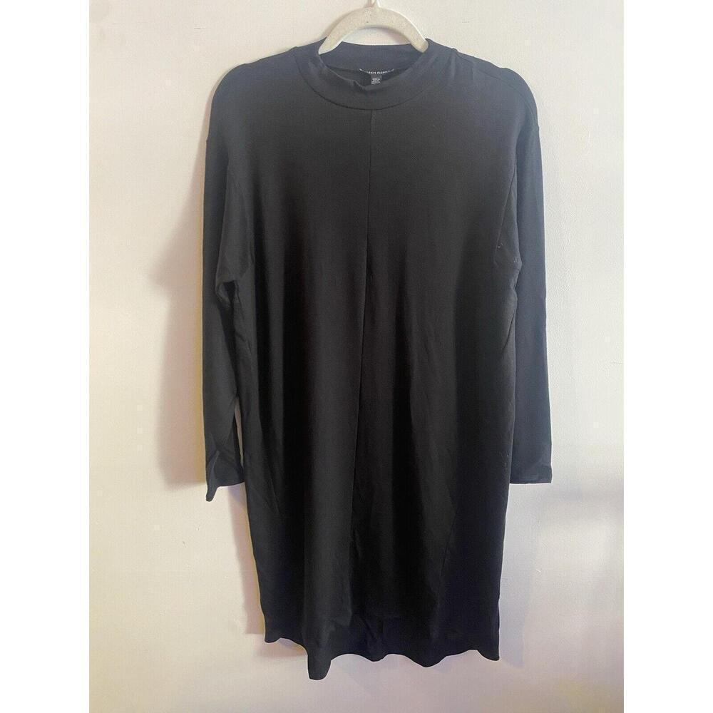 EILEEN FISHER Dress XXS Tencel Stretch Jersey Mock Neck Long Sleeve Black USA